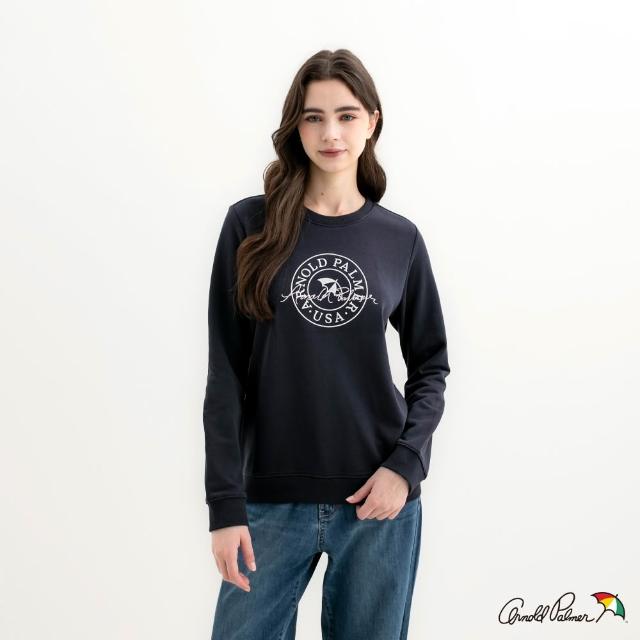 【Arnold Palmer 雨傘】男女裝-經典雨傘LOGO刺繡印花大學T(多款任選)