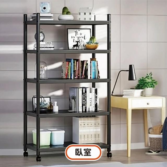 【STYLE 格調】荷重五層碳鋼40*100*164cm鐵力士架置物架-帶輪子送掛鈎(鐵架/收納/櫃子/電器櫃/層架)