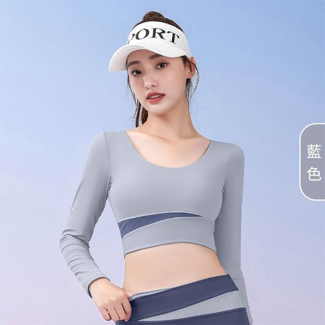 【STizi 史堤茲】拚色瑜珈長袖上衣 瑜珈服(SK-025)