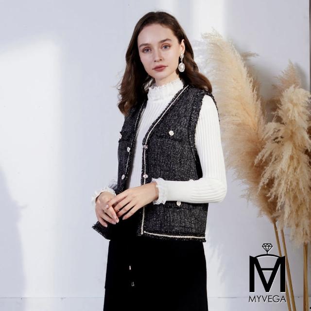 【MYVEGA 麥雪爾】MA高質感小香風抽鬚背心外套-多款任選(小香風/背心/保暖外套/外套)