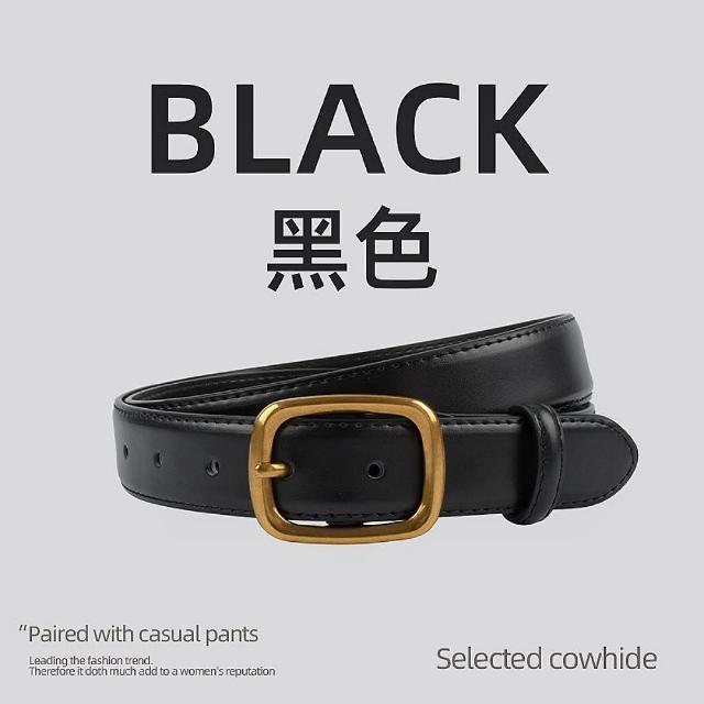 【MoonDy】腰帶 褲帶 牛皮帶 復古皮帶 女生真皮皮帶 金扣腰帶 寬腰帶 方頭腰帶 高級感 老 