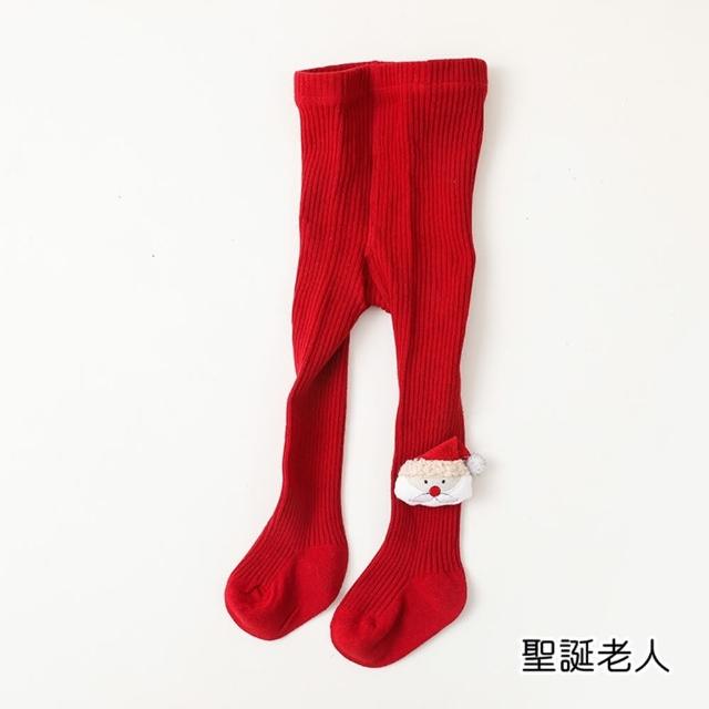 【橘魔法】聖誕公仔娃娃直條褲襪(內搭褲 聖誕節 耶誕節 大紅 過年 喜宴 洋裝搭配 保暖 女童 兒童 童裝)