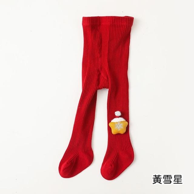 【橘魔法】聖誕公仔娃娃直條褲襪(內搭褲 聖誕節 耶誕節 大紅 過年 喜宴 洋裝搭配 保暖 女童 兒童 童裝)
