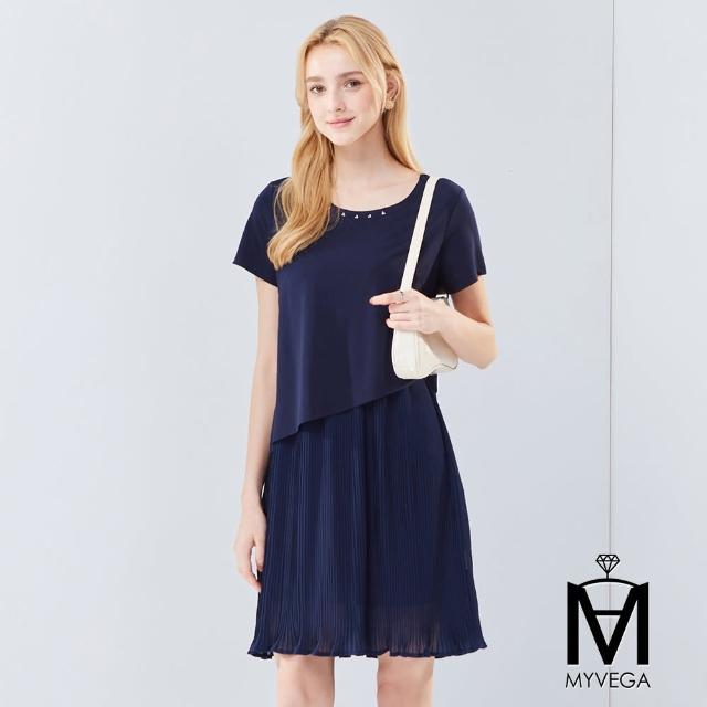 【MYVEGA 麥雪爾】出清品 MA優雅小香風短袖連身洋裝-多款任選(女洋裝/小香風/連身洋裝)
