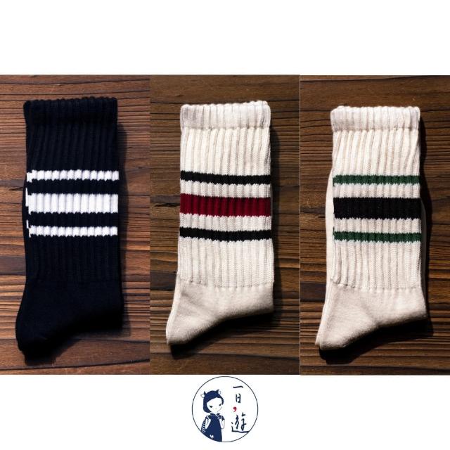 【NicoFun 愛定做】6雙 ☆復古條紋中筒襪 堆堆襪 羅紋襪 針織襪 運動襪 橫條紋 中性襪(中性襪24.5-27cm)