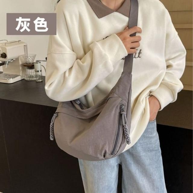 【享屋】日系牛角包(斜背包 單肩包 帆布包 弧形半月包 餃子包 斜跨包 月牙包 側背包 大容 