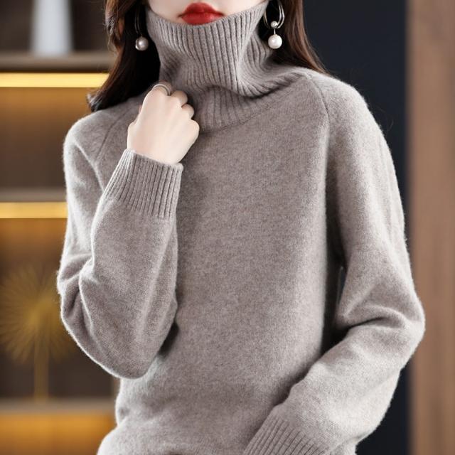 【Very Buy 非常勸敗】預購/秋冬100羊毛衫女裝高領短款加厚寬鬆純色內搭毛衣套頭羊絨針織衫