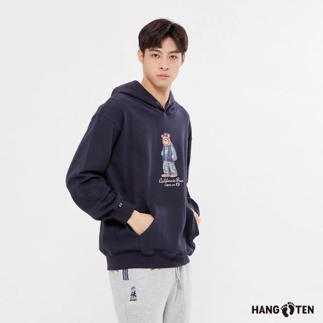 【Hang Ten】出清品-男裝-內刷毛保暖熊印花大學T/防風防潑水大學T(多款選)