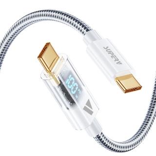 【SuperV】RT4 100W Type-C to C 數顯快速充電線-120cm(LED顯示 PD 100W 快速充電)