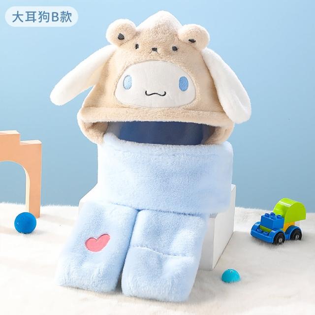 【SANRIO 三麗鷗】三麗鷗兒童毛帽圍巾手套3合1套組(酷洛米/美樂蒂/大耳狗/凱蒂貓 交換禮物/聖誕禮物)