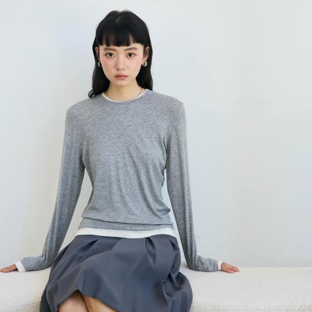 【BODYAIR】輕暖假兩件細緻羊毛天絲上衣(打底.長袖.內搭.T恤.保暖.CASUAL)