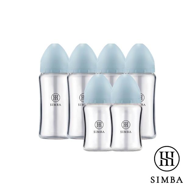 【Simba 小獅王辛巴】蘊蜜質金玻璃寬口防脹氣奶瓶4大2小全配組(新生適用/主導式餵奶專用)
