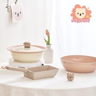 【NEOFLAM】Midas Plus 可拆式陶瓷塗層鍋5件組-小熊(IH爐可用鍋/非鐵氟龍不沾塗層/露營好攜帶)