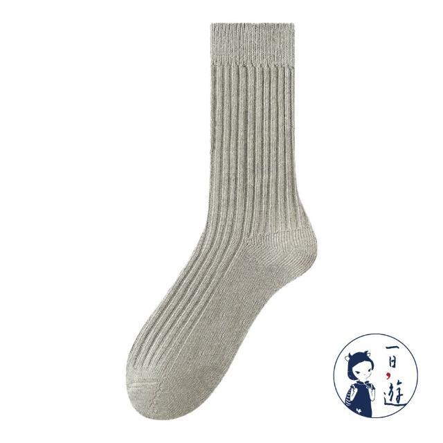 【NicoFun 愛定做】6雙 抗菌消臭 粗織線復古中筒堆堆襪  中筒襪 羅紋襪 針織襪 運動襪(中性襪24-26.5cm)
