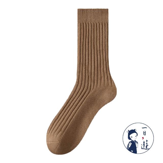 【NicoFun 愛定做】6雙 抗菌消臭 粗織線復古中筒堆堆襪  中筒襪 羅紋襪 針織襪 運動襪(中性襪24-26.5cm)