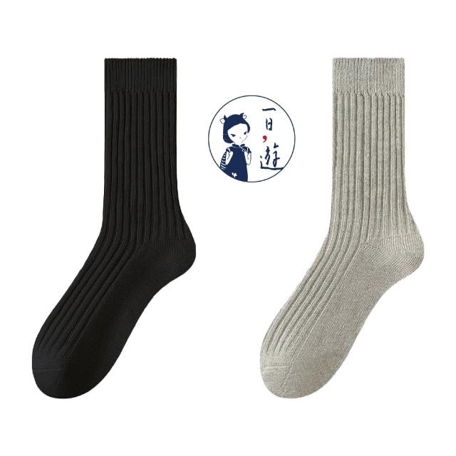 【NicoFun 愛定做】6雙 抗菌消臭 粗織線復古中筒堆堆襪  中筒襪 羅紋襪 針織襪 運動襪(中性襪24-26.5cm)