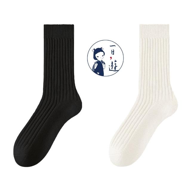 【NicoFun 愛定做】6雙 抗菌消臭 粗織線復古中筒堆堆襪  中筒襪 羅紋襪 針織襪 運動襪(中性襪24-26.5cm)