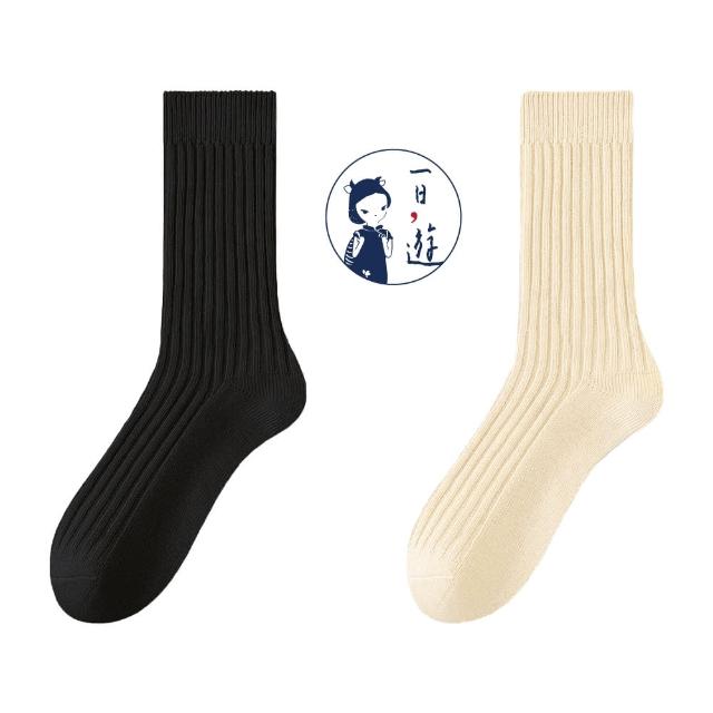 【NicoFun 愛定做】6雙 抗菌消臭 粗織線復古中筒堆堆襪  中筒襪 羅紋襪 針織襪 運動襪(中性襪24-26.5cm)