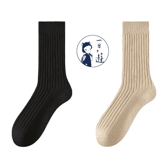 【NicoFun 愛定做】6雙 抗菌消臭 粗織線復古中筒堆堆襪  中筒襪 羅紋襪 針織襪 運動襪(中性襪24-26.5cm)