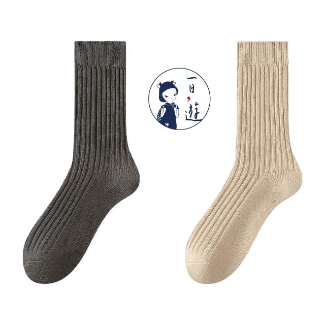【NicoFun 愛定做】6雙 抗菌消臭 粗織線復古中筒堆堆襪  中筒襪 羅紋襪 針織襪 運動襪(中性襪24-26.5cm)