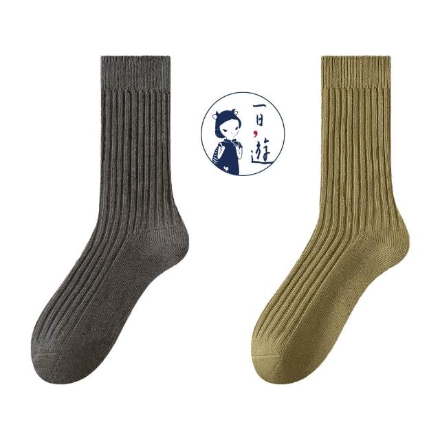【NicoFun 愛定做】6雙 抗菌消臭 粗織線復古中筒堆堆襪  中筒襪 羅紋襪 針織襪 運動襪(中性襪24-26.5cm)