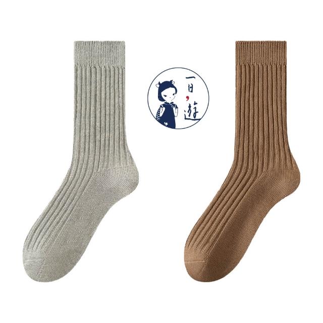 【NicoFun 愛定做】6雙 抗菌消臭 粗織線復古中筒堆堆襪  中筒襪 羅紋襪 針織襪 運動襪(中性襪24-26.5cm)