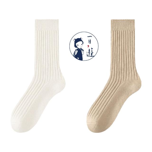 【NicoFun 愛定做】6雙 抗菌消臭 粗織線復古中筒堆堆襪  中筒襪 羅紋襪 針織襪 運動襪(中性襪24-26.5cm)