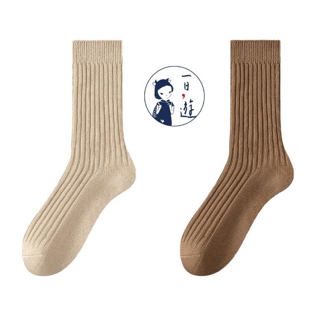 【NicoFun 愛定做】6雙 抗菌消臭 粗織線復古中筒堆堆襪  中筒襪 羅紋襪 針織襪 運動襪(中性襪24-26.5cm)