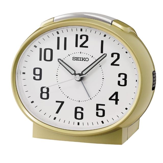 【SEIKO 精工】經典橢圓形 防貪睡鬧鐘 時鐘 QHK059(滑動式靜音秒針 夜光指針)