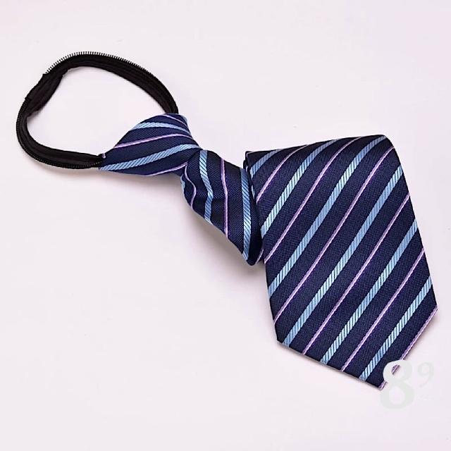 【89 zone】法式時尚氣質斜紋 飾品 配件 懶人領帶 拉鍊領帶 領帶(紅/銀/藍/黑)