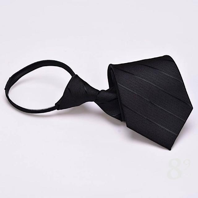 【89 zone】法式時尚氣質斜紋 飾品 配件 懶人領帶 拉鍊領帶 領帶(紅/銀/藍/黑)
