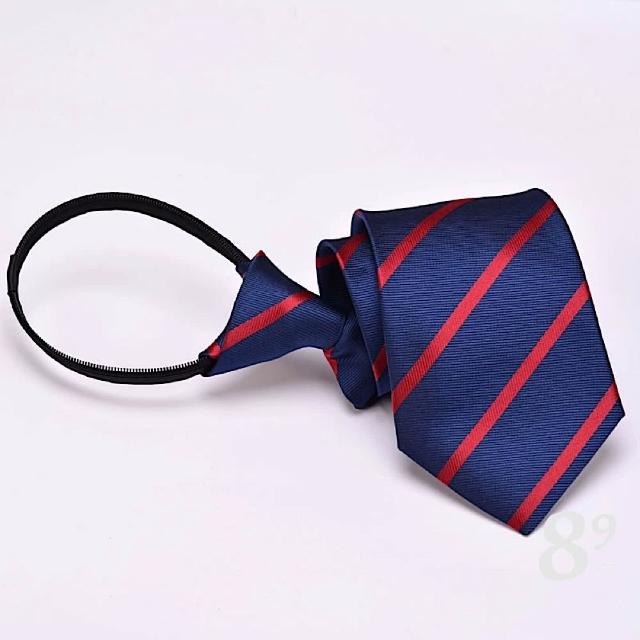 【89 zone】法式時尚氣質斜紋 飾品 配件 懶人領帶 拉鍊領帶 領帶(紅/銀/藍/黑)