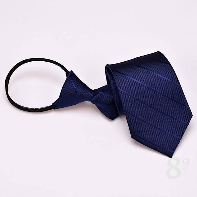 【89 zone】法式時尚氣質斜紋 飾品 配件 懶人領帶 拉鍊領帶 領帶(紅/銀/藍/黑)