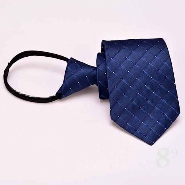 【89 zone】法式時尚氣質斜紋 飾品 配件 懶人領帶 拉鍊領帶 領帶(紅/銀/藍/黑)