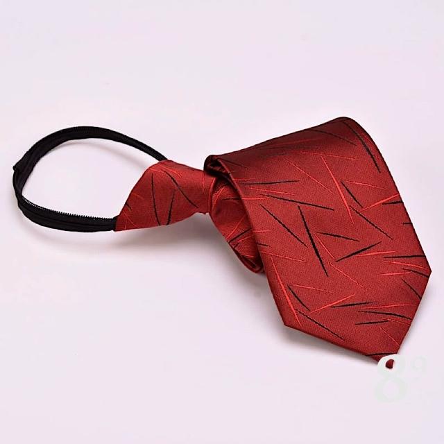 【89 zone】法式時尚氣質斜紋 飾品 配件 懶人領帶 拉鍊領帶 領帶(紅/銀/藍/黑)