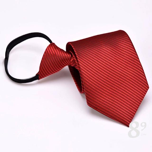 【89 zone】法式時尚氣質斜紋 飾品 配件 懶人領帶 拉鍊領帶 領帶(紅/銀/藍/黑)