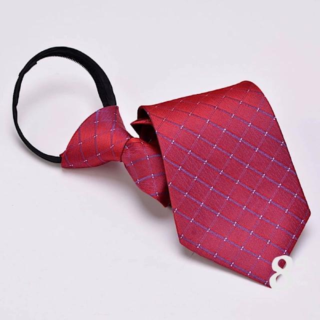 【89 zone】法式時尚氣質斜紋 飾品 配件 懶人領帶 拉鍊領帶 領帶(紅/銀/藍/黑)