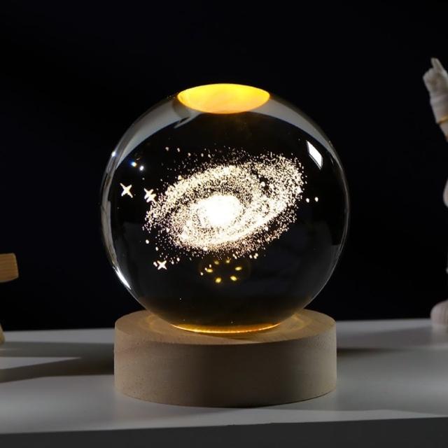 【A-ONE 匯旺】生命永生花 水晶球 台灣現貨 玻璃雷射雕刻 星空燈 暖光床頭燈  LED燈 交換禮物