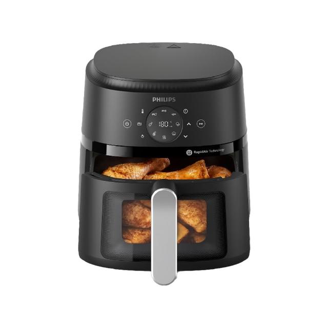【Philips 飛利浦】星樂視透視海星氣炸鍋4.2L_NA221_黑白兩色任選