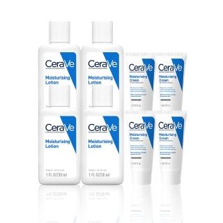 【CeraVe 適樂膚】BOM_冠軍囤貨超值組(長效清爽保濕乳 30ml*4+長效潤澤修護霜 15ml*4)