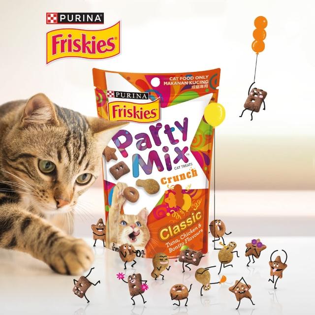 moPro限定【Friskies 喜躍】Party Mix 香酥餅 60gx3包(貓零食 貓餅乾)