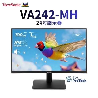 【ViewSonic 優派】VA242-MH 24型 IPS FHD 100Hz窄邊框螢幕(HDMI/VGA/零閃屏/窄邊框/抗藍光/1ms)