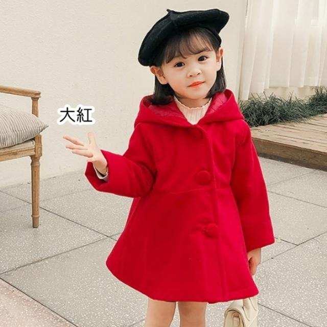 【橘魔法】(零碼出清)精靈尖尖帽毛尼傘擺大衣 連帽 外套 夾克 兒童 女童 童裝 過年 新年 大紅 聖誕 保暖