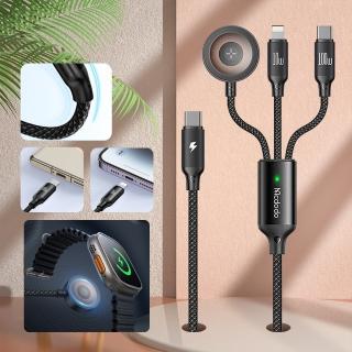 【Mcdodo】PD100W 一拖三磁吸無線充充電線 Type-C+Lightning+iWatch 快充線