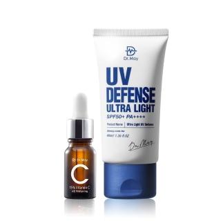 【Dr. May美博士】專業隔離清爽防曬乳SPF50 40ml+專業C15%美白精華10ml(抗UV清爽防曬 新升級維他命C15％)