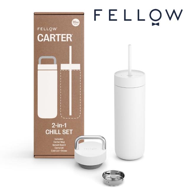 【FELLOW】592ml 禮盒組 卡特隨行真空保溫瓶 一杯二蓋 CARTER CHILL SET(3色任選/陶瓷塗層/吸管/保溫杯)