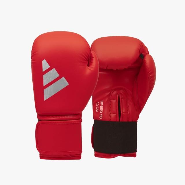 【adidas 愛迪達】SPEED 50 速度型耐擊打拳擊手套+快速手綁帶超值組(拳擊 泰拳 格鬥 搏擊 拳套 健身 有氧)