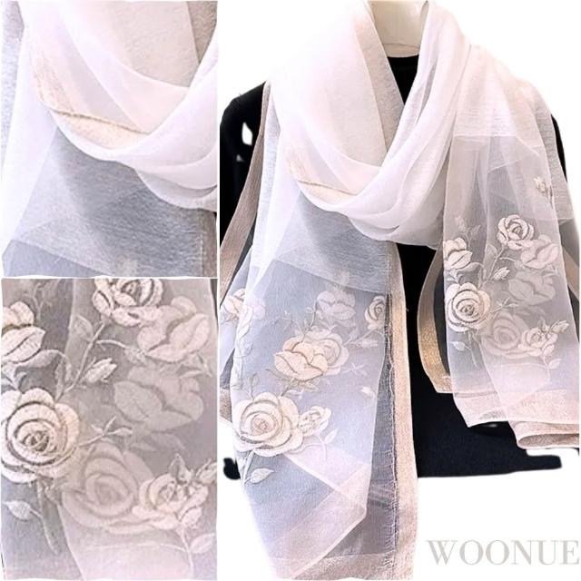 【WOONUE】頂級蠶絲羊毛混紡防曬披肩保暖圍巾絲巾禮服披肩朋友送禮生日禮物母親節媽女友老婆禮物情人