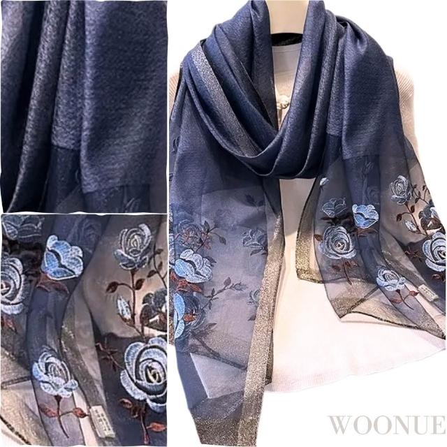 【WOONUE】頂級蠶絲羊毛混紡防曬披肩保暖圍巾絲巾禮服披肩朋友送禮生日禮物母親節媽女友老婆禮物情人