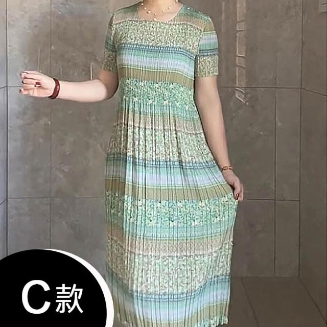 【K.W.】MOMO限定春夏季韓國三宅壓褶褶皺洋裝(壓褶/中大尺碼/修身/輕薄/小香風)